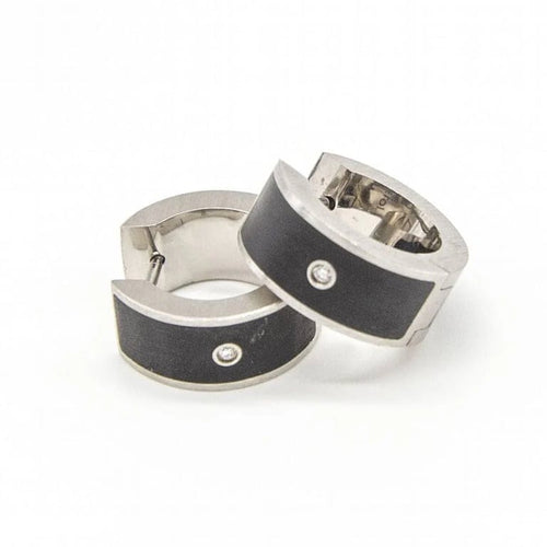 Boucles d'oreilles Boucles d’oreilles noir en acier 316L, diamants et céramique 58 Facettes D363921SO
