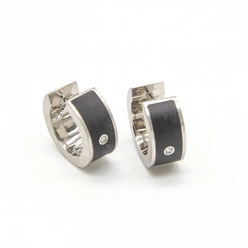 Boucles d'oreilles Boucles d’oreilles noir en acier 316L, diamants et céramique 58 Facettes D363921SO