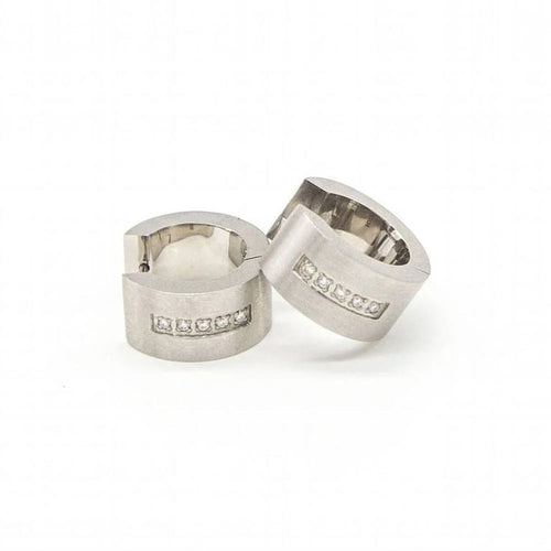 Boucles d'oreilles VETO - Boucles d'oreilles en acier 316L serties de diamants 0,10 ct 58 Facettes D363917SO