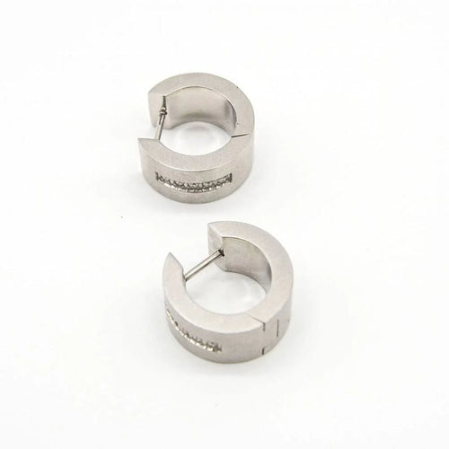 Boucles d'oreilles VETO - Boucles d'oreilles en acier 316L serties de diamants 0,10 ct 58 Facettes D363917SO