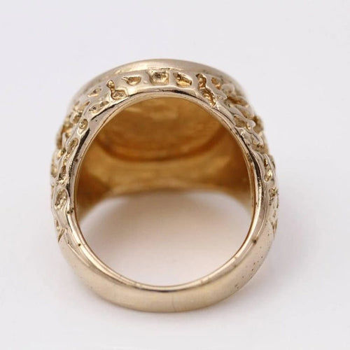 Bague 56.5 Bague sceau homme en or jaune 18 carats avec pièce américaine 1873 58 Facettes D364103JC
