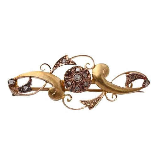 Broche Broche vintage en or jaune et rose 18 carats et diamants 58 Facettes D364105JC