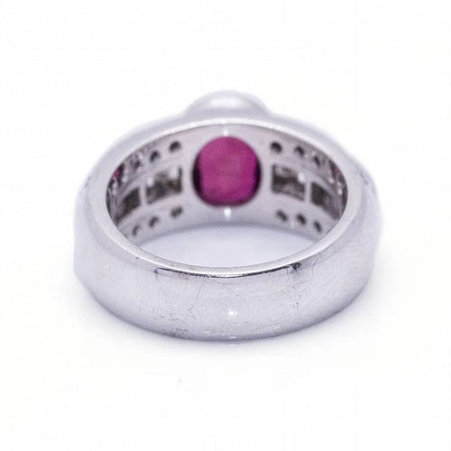 Bague 56 Bague en or blanc 18 carats avec rubis de Birmanie et diamant 58 Facettes D364213LF