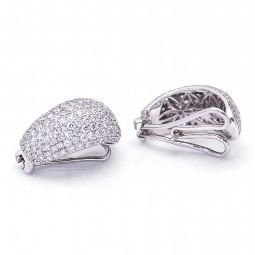 Boucles d'oreilles TAUBE - Boucles d’oreilles en or blanc 18 carats pavées de diamants 58 Facettes D364221LF