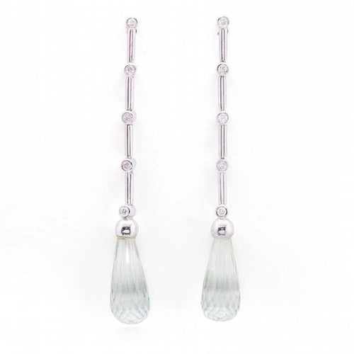 Boucles d'oreilles Boucles d’oreilles en or blanc 18 carats, prasiolites et diamants 58 Facettes D364830FV