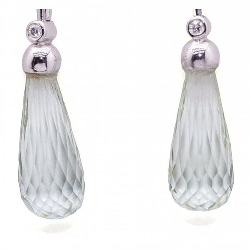 Boucles d'oreilles Boucles d’oreilles en or blanc 18 carats, prasiolites et diamants 58 Facettes D364830FV