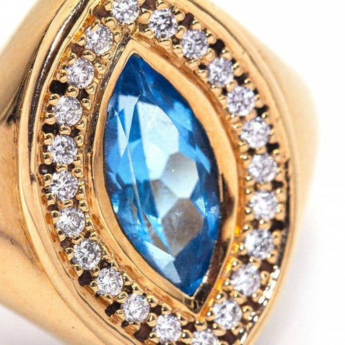 Bague 56 Bague navette en or rose 18 carats avec topaze et diamants 58 Facettes D364833FV