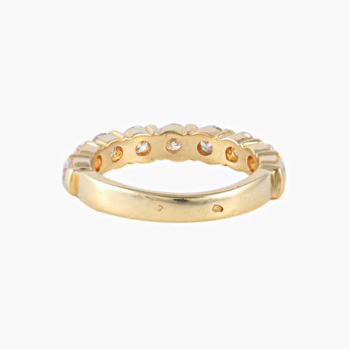 Bague 53 Demi-alliance - Bague en or jaune 18 ct et 9 diamants 58 Facettes