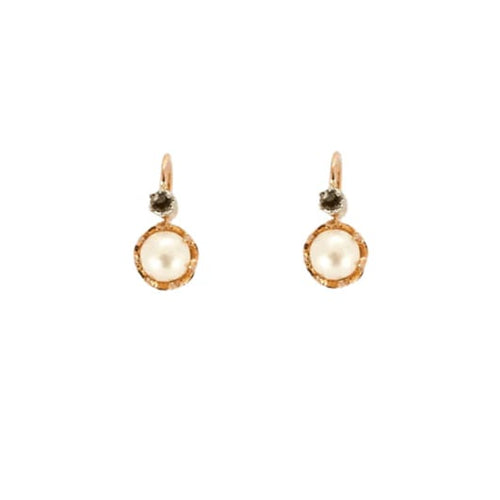 Boucles d'oreilles Dormeuses anciennes en or jaune 18 carats avec perles 58 Facettes