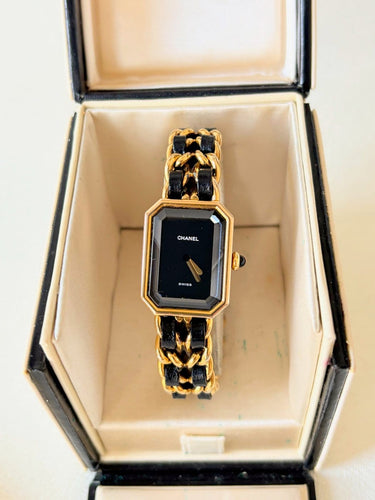 Montre CHANEL Première - Montre vintage à quartz, bracelet plaqué or et cuir noir 58 Facettes WC-2025-2358