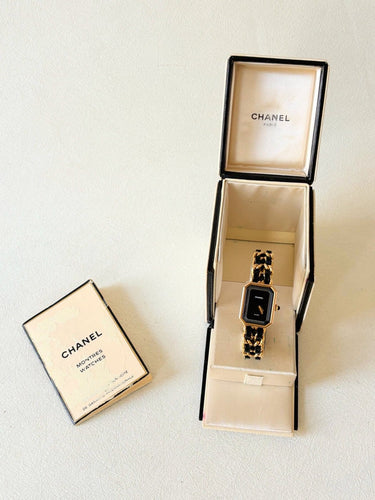Montre CHANEL Première - Montre vintage à quartz, bracelet plaqué or et cuir noir 58 Facettes WC-2025-2358