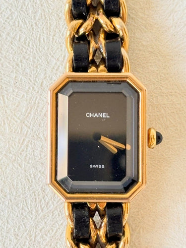 Montre CHANEL Première - Montre vintage à quartz, bracelet plaqué or et cuir noir 58 Facettes WC-2025-2358