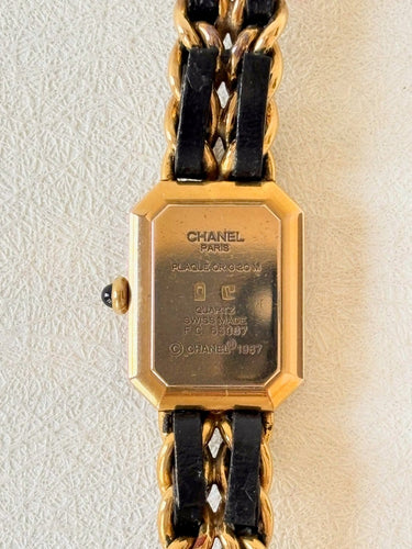 Montre CHANEL Première - Montre vintage à quartz, bracelet plaqué or et cuir noir 58 Facettes WC-2025-2358