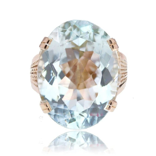 Bague 52 Bague vintage en or rose 18 carats et aigue-marine 58 Facettes 25-130