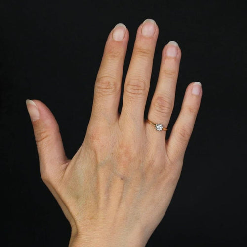 Bague 47 Bague solitaire ancienne en or jaune 18 carats et diamant 58 Facettes 25-072B