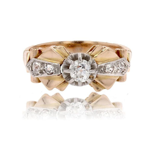 Bague 52 Bague ancienne nœud en or rose 18 carats et diamants 58 Facettes 25-011