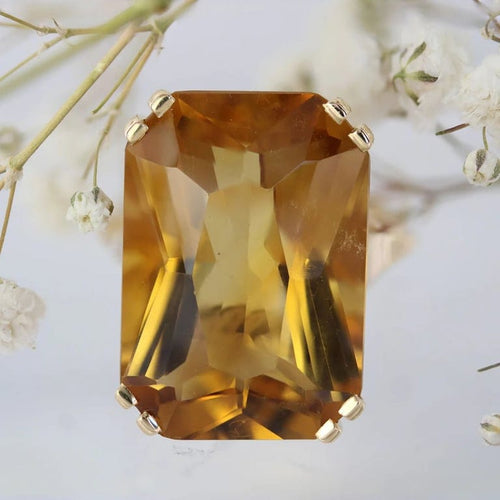 Bague 52 Bague vintage en or jaune 18 carats et citrine 58 Facettes 25-019