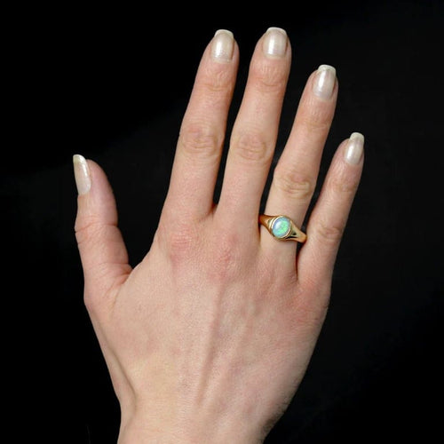 Bague 61 Bague jonc en or jaune 18 carats avec opale cabochon 58 Facettes 24-368