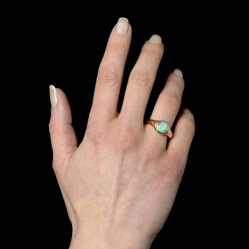 Bague 61 Bague jonc en or jaune 18 carats avec opale cabochon 58 Facettes 24-368