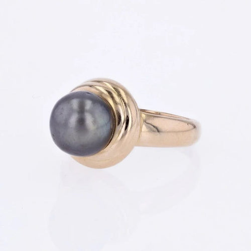 Bague 53 Bague en or jaune 18 carats et perle grise de culture 58 Facettes CV126