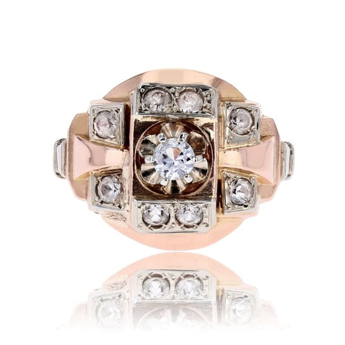 Bague 50 Bague tank en or rose 18 carats sertie de gemmes incolores 58 Facettes 24-170