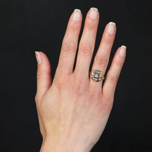 Bague 50 Bague tank en or rose 18 carats sertie de gemmes incolores 58 Facettes 24-170