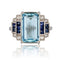 Bague 53 Bague Art déco en or blanc 18 carats avec aigue-marine, saphirs et diamants 58 Facettes 24-183