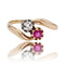 Bague 55 Bague Toi et Moi en or jaune 18 carats rubis et diamant 58 Facettes 23-348