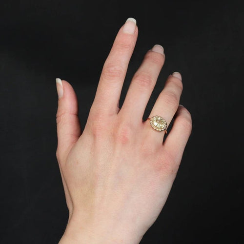 Bague 52 Bague ancienne en or rose 18 carats, saphir jaune et perles fines 58 Facettes 24-157