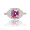 Bague 52 Bague coussin en or blanc 18 carats, saphir rose et diamants 58 Facettes 24-153