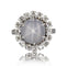 Bague 52 Bague marguerite en or blanc et platine, saphir étoilé et diamants 58 Facettes 24-150