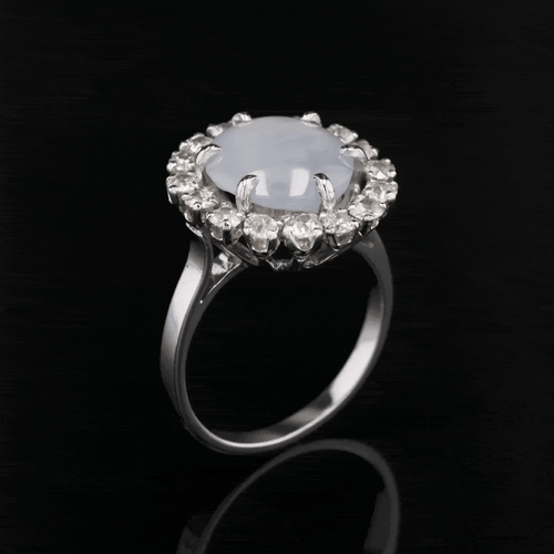 Bague 52 Bague marguerite en or blanc et platine, saphir étoilé et diamants 58 Facettes 24-150