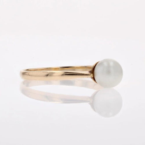 Bague 55 Bague solitaire perle de culture en or jaune 18 carats 58 Facettes 13-032