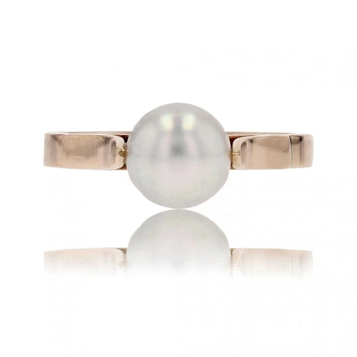 Bague 55 Bague solitaire en or jaune 18 carats avec perle de culture 58 Facettes 13-203