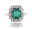 Bague 55 Bague fleur en or blanc 18 carats, émeraude et diamants 58 Facettes 24-062