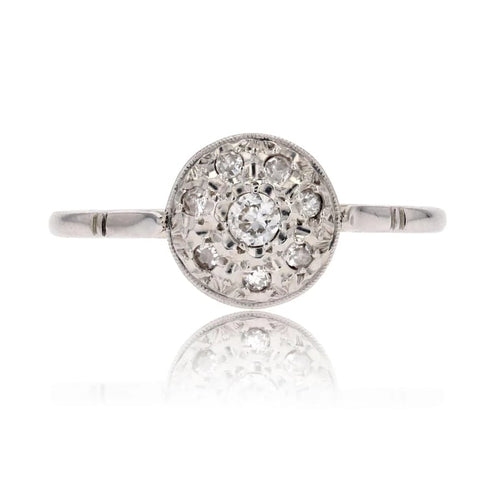 Bague 60 Bague Art déco pavée de diamants en or blanc et platine 58 Facettes 23-367