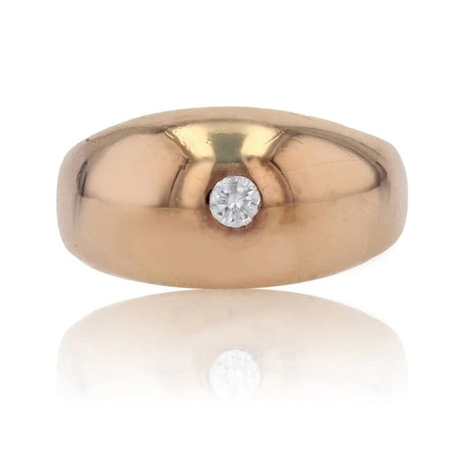 Bague 55 Bague jonc bombé en or rose 18 carats et diamant 58 Facettes 14-286