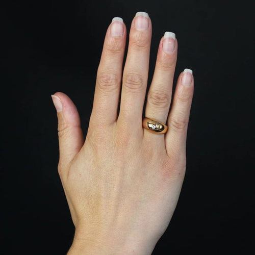 Bague 55 Bague jonc bombé en or rose 18 carats et diamant 58 Facettes 14-286