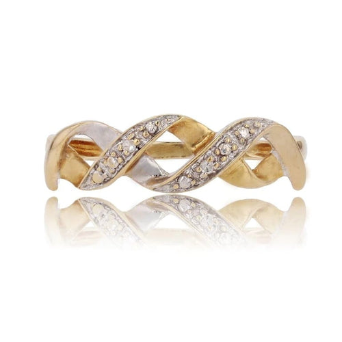 Bague 53 Bague moderne entrelacée en or jaune et blanc avec diamants 58 Facettes 16-344D