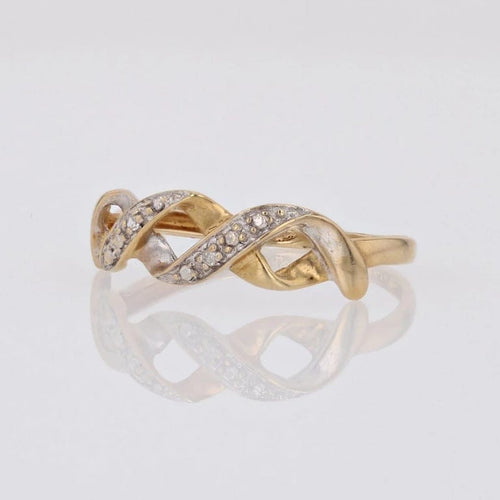 Bague 53 Bague moderne entrelacée en or jaune et blanc avec diamants 58 Facettes 16-344D