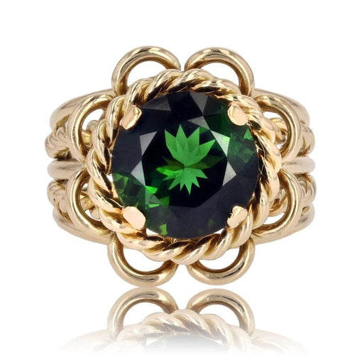 Bague 53 Bague vintage en or jaune 18 carats et tourmaline verte 58 Facettes 23-259
