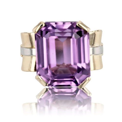 Bague 50 Bague rétro - Kunzite en or jaune 18 carats 58 Facettes 23-257