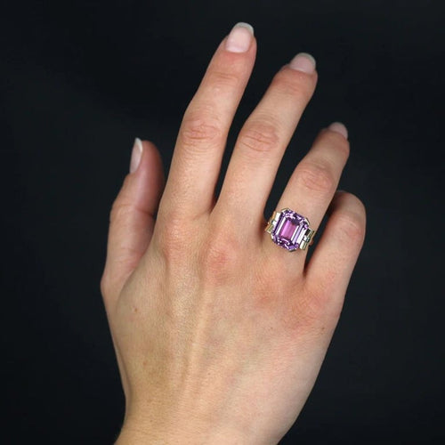 Bague 50 Bague rétro - Kunzite en or jaune 18 carats 58 Facettes 23-257