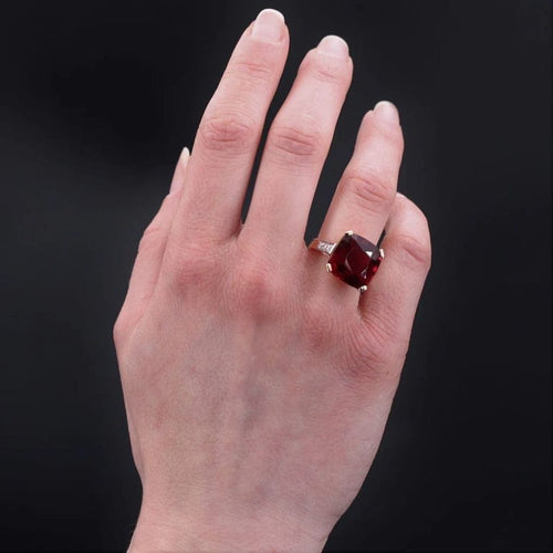 Bague 54 Bague Art déco ancienne en or rose et platine, tourmaline et diamants 58 Facettes 23-067