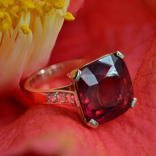 Bague 54 Bague Art déco ancienne en or rose et platine, tourmaline et diamants 58 Facettes 23-067