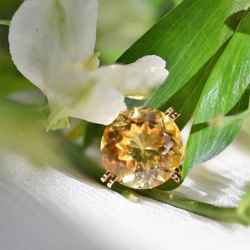 Bague 52 Bague vintage en or rose 18 carats avec citrine 58 Facettes 23-062