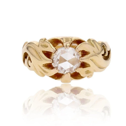 Bague 49 Bague jonc gravée en or jaune 18 carats et diamant 58 Facettes 22-548