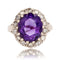 Bague 53 Bague Pompadour améthyste et diamants en or blanc 18 carats 58 Facettes 22-538