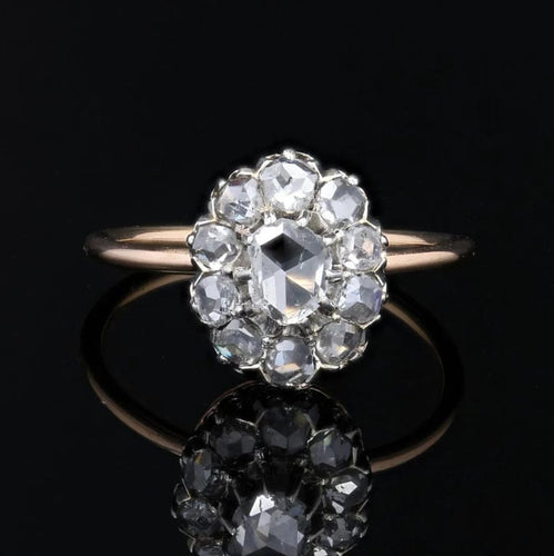 Bague 52 Bague Pompadour ancienne en or jaune 18 carats et diamants 58 Facettes 22-636