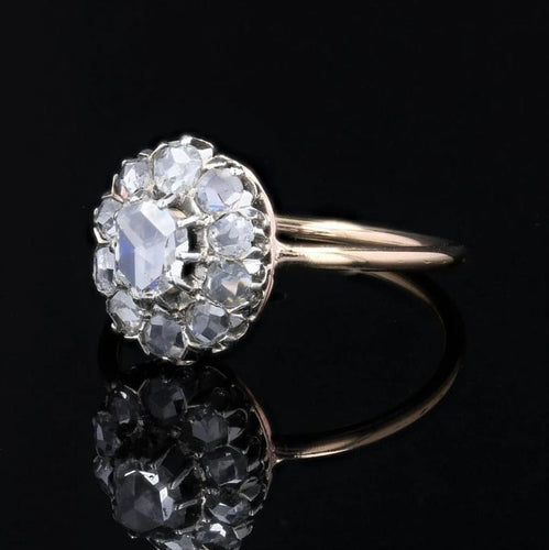 Bague 52 Bague Pompadour ancienne en or jaune 18 carats et diamants 58 Facettes 22-636